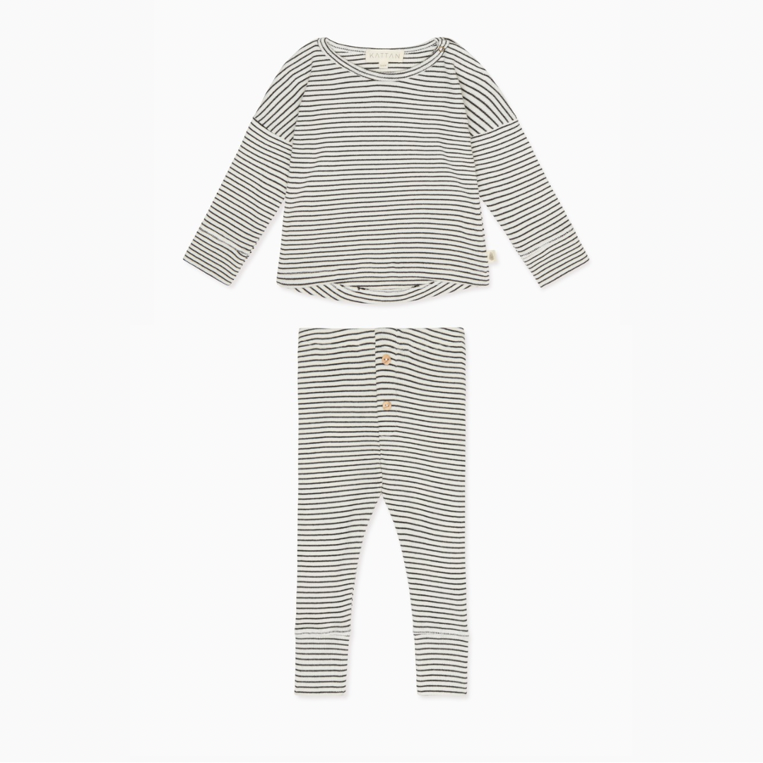 Organic Cotton Stripe SET | Cream & Black