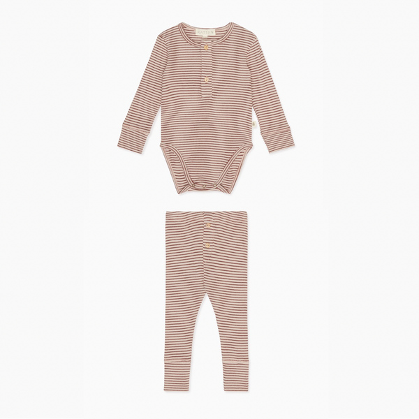 Organic Cotton Stripe Set | Stripe Nude & Maroon