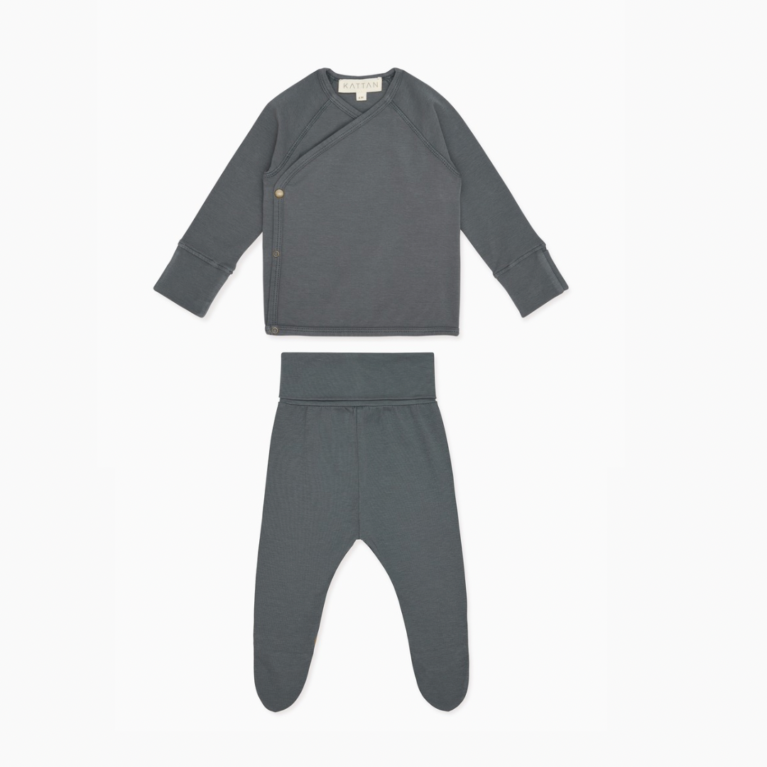 Organic Cotton Baby SET | Kimono Top & Pants | Blueberry