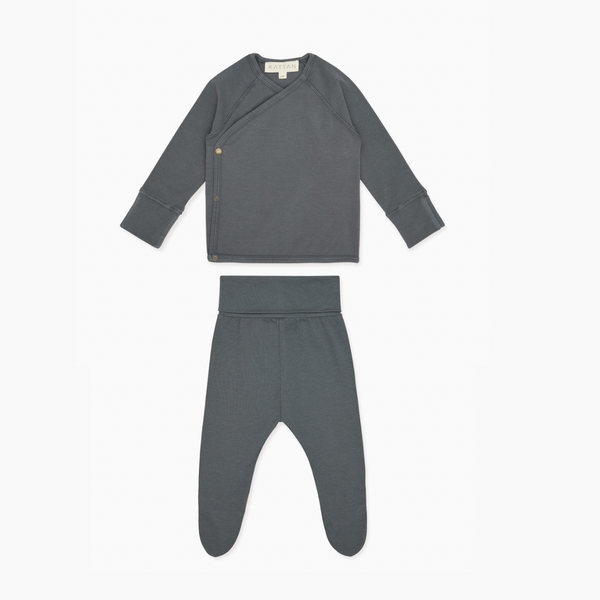 Organic Cotton Baby SET | Kimono Top & Pants | Blueberry