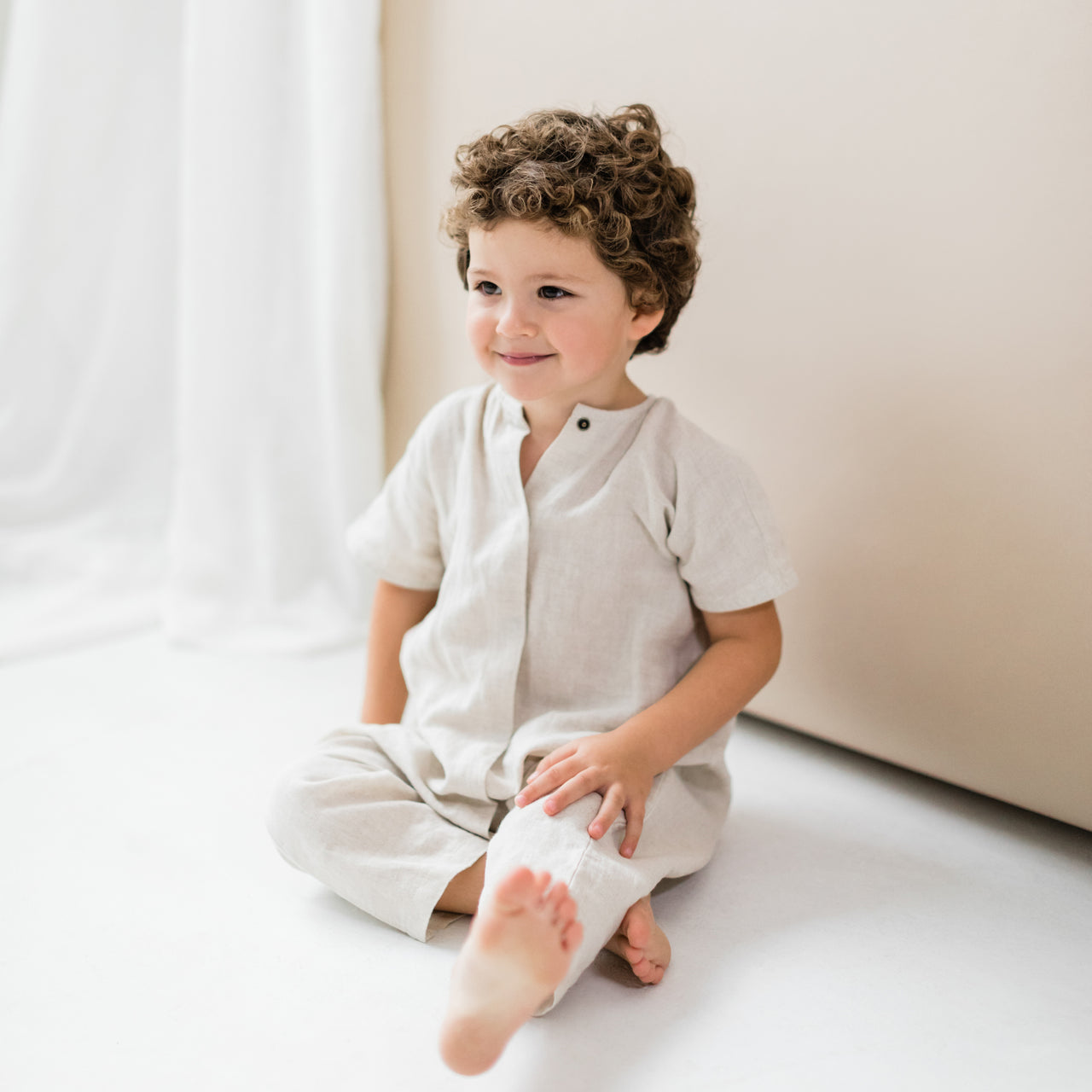 Natural Linen baby jumpsuit 